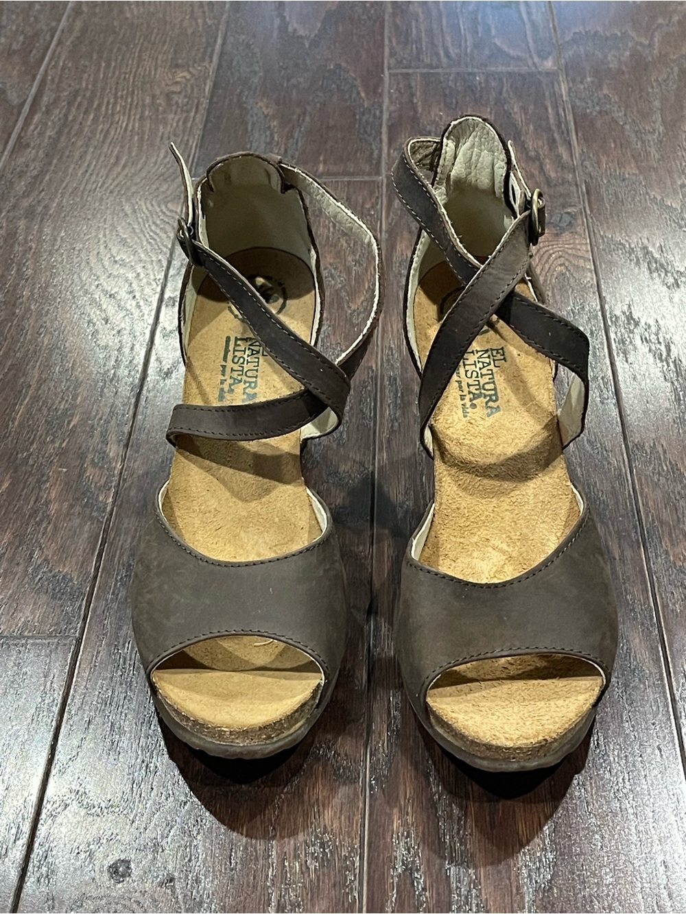 El Naturalista Desert Bio Tacon Brown  Leather Rope Heel Shoe Size 40 Spain